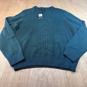 Ben Sherman Cable Knit Sweater Mens XL Green Cotton Crewneck NWT